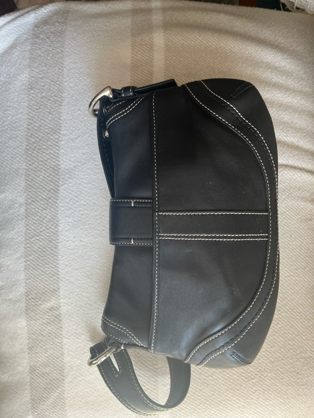 Coach Black Leather Shoulder Clutch with Silver Hardware - Picture 2 of 5